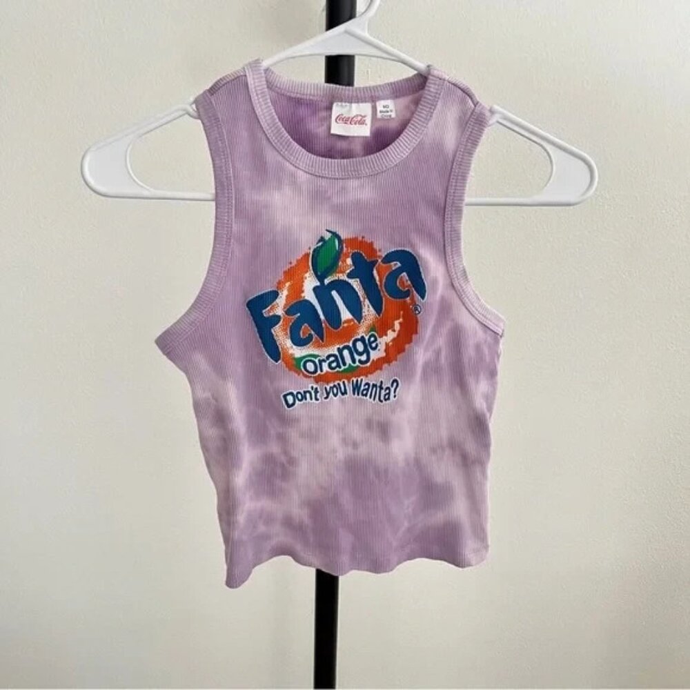 Fanta Orange Purple Tie Dye Sleeveless Ribbed Tank Top